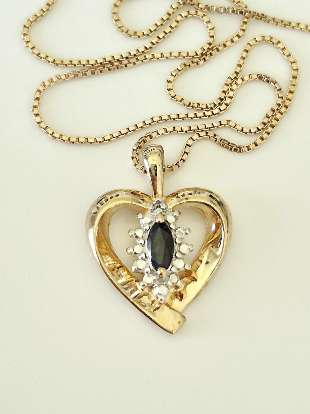 Vintage Ross-Simons Gold Vermeil Sterling Silver Sapphire Heart Pendant Necklace